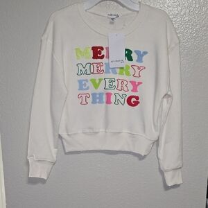 Eyeshadow White Sweater with Colorful Lettering